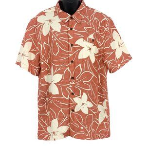 Quiksilver Waterman Collection Men Size Medium M Floral Hawaiian Shirt Short EUC